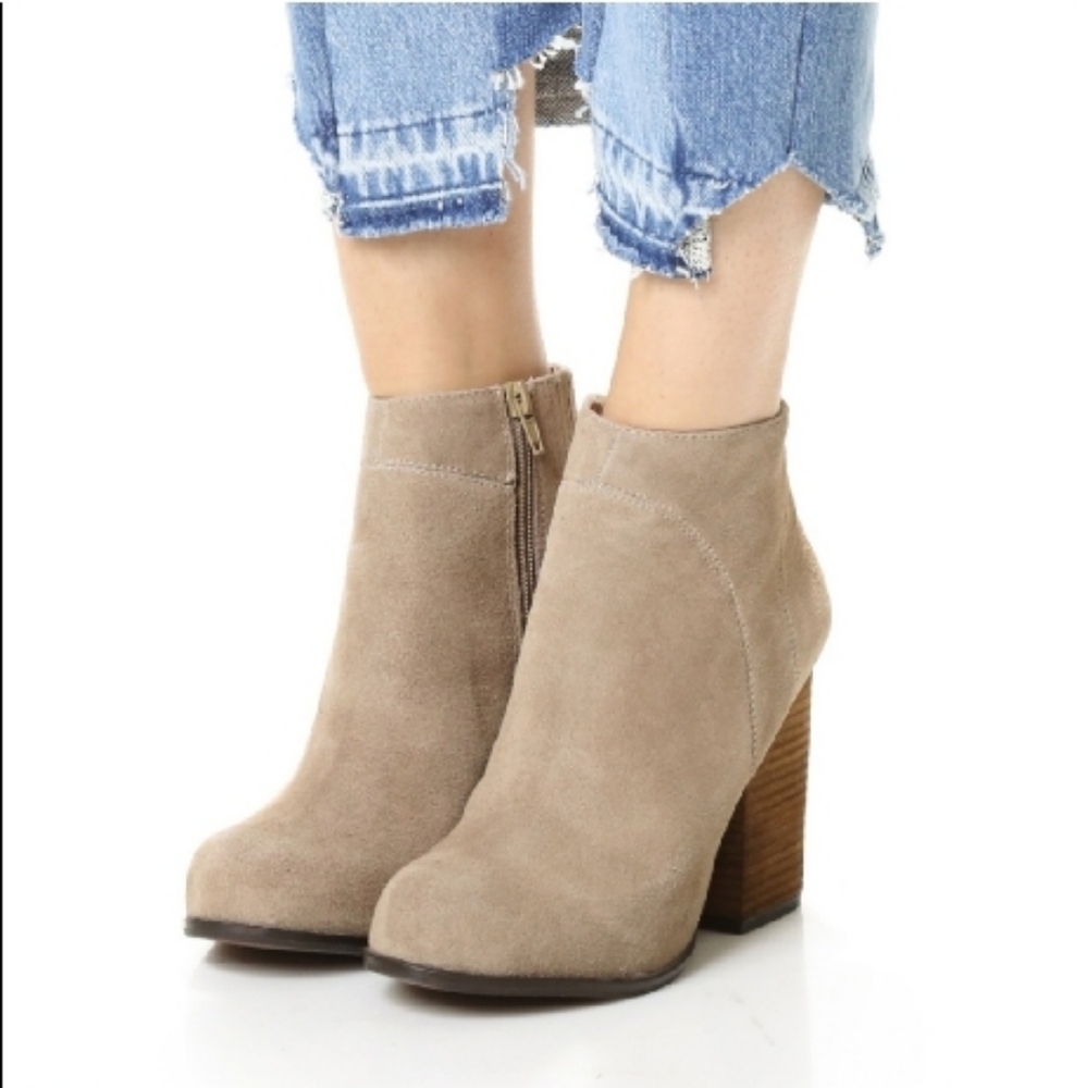 Jeffrey Campbell Beige Taupe Suede Hanger Ankle Boots